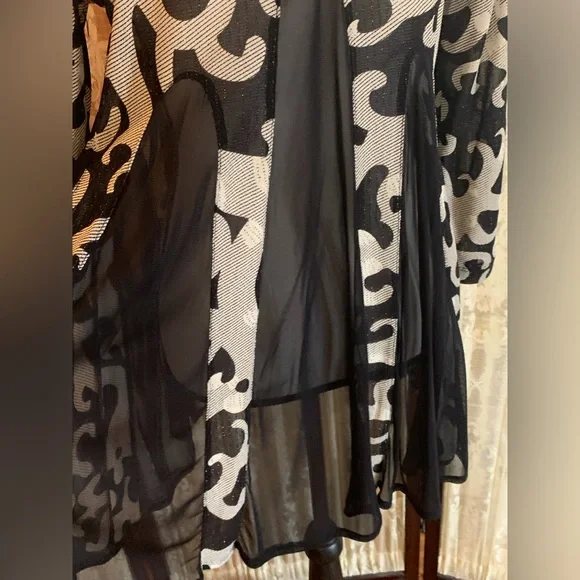 PATCHINGTON OPEN FRONT SHEER PANEL LONGLINE CARDIGAN - SZ SMALL - Picture 3 of 7